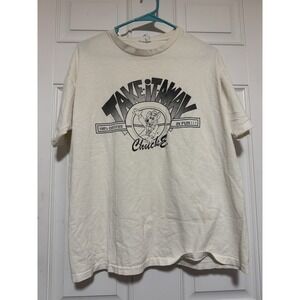 Chuck‎ E. Cheese 80s-90s Take It Away White Graphic Tee Size Large Vintage Rare